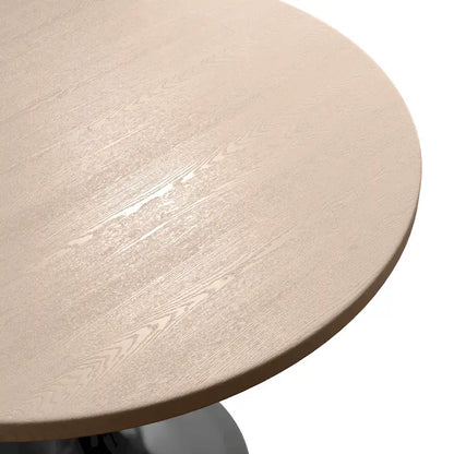 LeisureMod Verve 36  Round Dining Table with MDF Wood TableTop and Black Steel Base for Kitchen & Dining Room