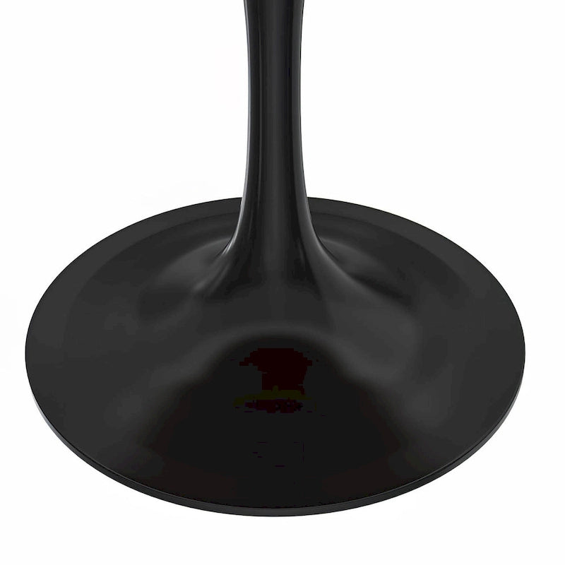 LeisureMod Verve 36  Round Dining Table with MDF Wood TableTop and Black Steel Base for Kitchen & Dining Room