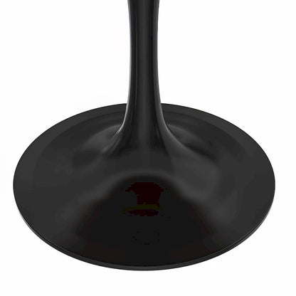 LeisureMod Verve 36  Round Dining Table with MDF Wood TableTop and Black Steel Base for Kitchen & Dining Room