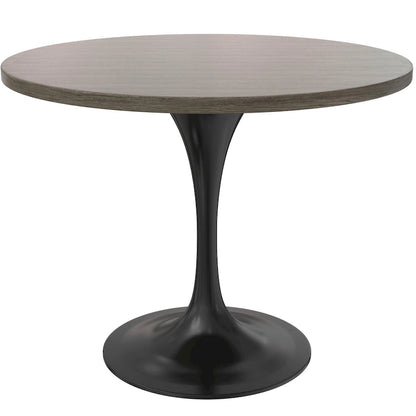 LeisureMod Verve 36  Round Dining Table with MDF Wood TableTop and Black Steel Base for Kitchen & Dining Room