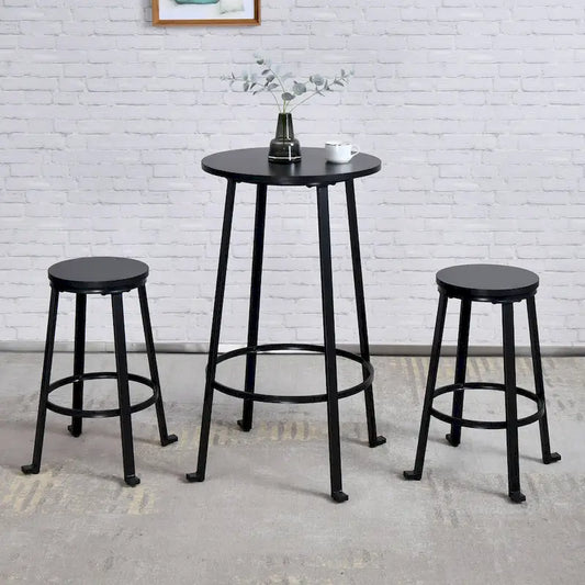 Modern Industrial 3-Piece Bistro Pub Metal Bar Table Set
