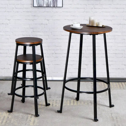 Modern Industrial 3-Piece Bistro Pub Metal Bar Table Set