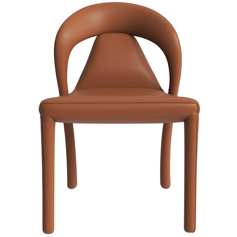 Solace Modern Dining Chair in Upholstered Leather with Steel Frame & Legs by LeisureMod