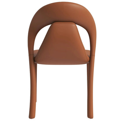 Solace Modern Dining Chair in Upholstered Leather with Steel Frame & Legs by LeisureMod
