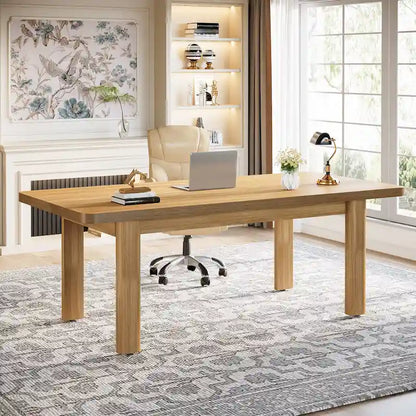 63  Large Office Computer Desk, Executive Desk with Solid Wood Legs
