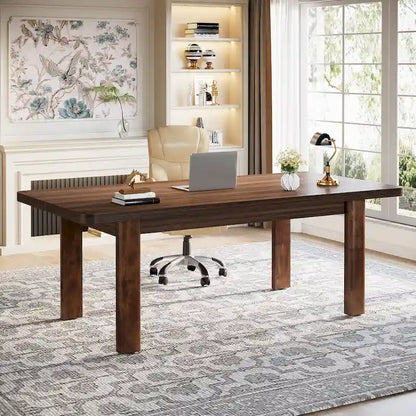 63  Large Office Computer Desk, Executive Desk with Solid Wood Legs
