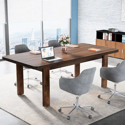 63  Large Office Computer Desk, Executive Desk with Solid Wood Legs