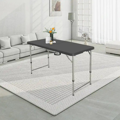 SUGIFT 4 Foot Folding Table Black Indoor Outdoor Folding Card Table