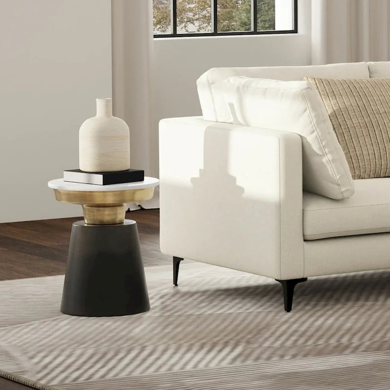 WYNDENHALL Arna Contemporary 16 inch Wide Metal Side Table in Black, Gold - 16 D x 16 W x 19.5 H