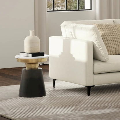 WYNDENHALL Arna Contemporary 16 inch Wide Metal Side Table in Black, Gold - 16 D x 16 W x 19.5 H
