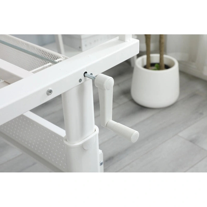 Hand Crank Adjustable Drafting Drawing Table with Stool and 2 Drawers