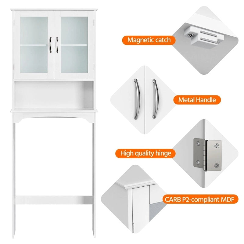 Yaheetech Bathroom Organizer Over The Toilet,2-Door,1 Open-Shelf