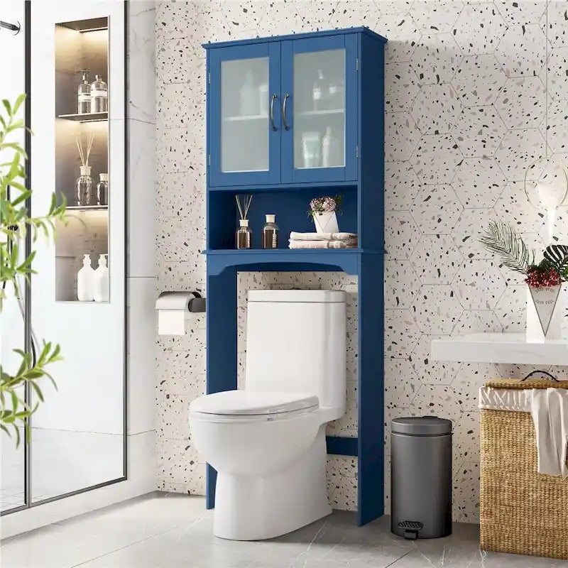 Yaheetech Bathroom Organizer Over The Toilet,2-Door,1 Open-Shelf