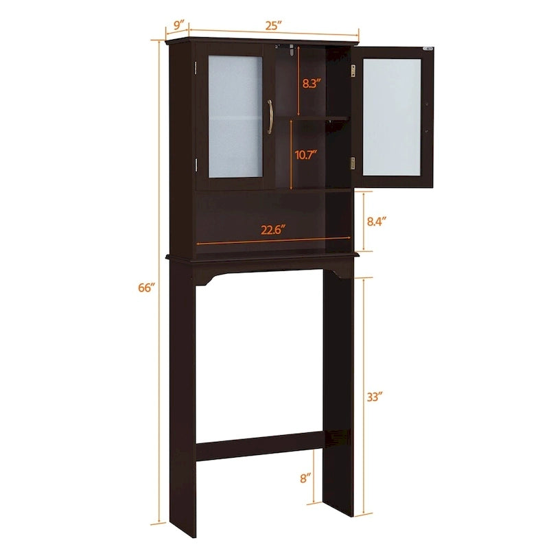 Yaheetech Bathroom Organizer Over The Toilet,2-Door,1 Open-Shelf