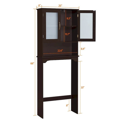 Yaheetech Bathroom Organizer Over The Toilet,2-Door,1 Open-Shelf