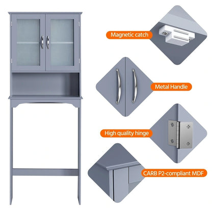 Yaheetech Bathroom Organizer Over The Toilet,2-Door,1 Open-Shelf
