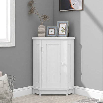 Grondin Modern Style Wooden Triangle Corner Accent Storage Cabinet with Interior Adjustable Shelves for Living Room Bathroom