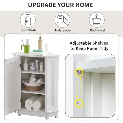 Grondin Modern Style Wooden Triangle Corner Accent Storage Cabinet with Interior Adjustable Shelves for Living Room Bathroom