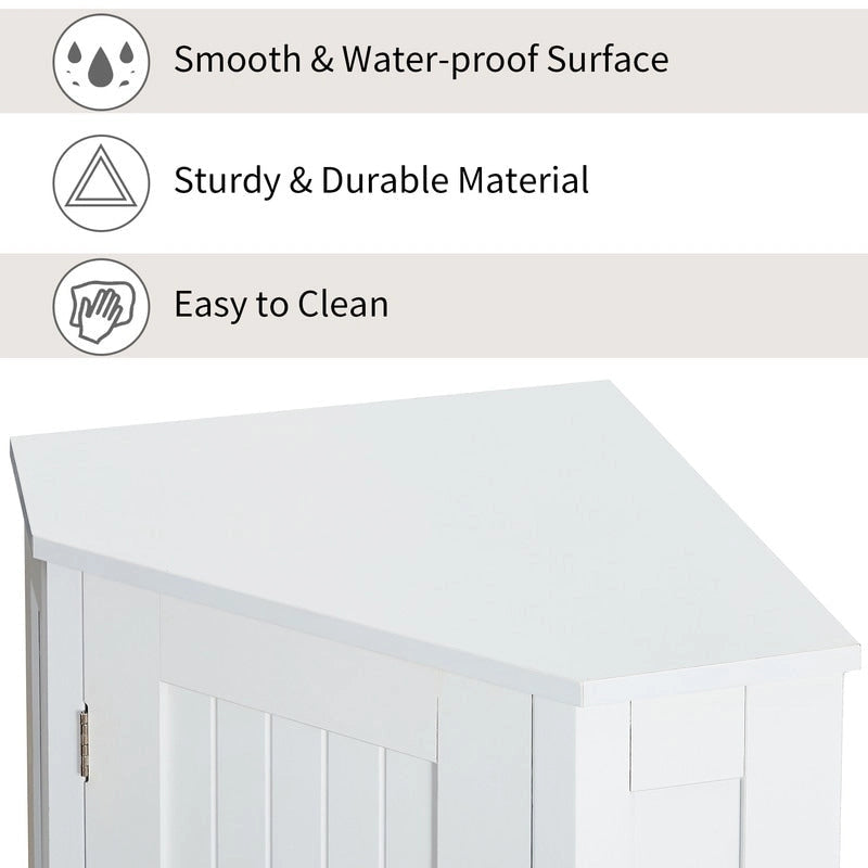 Grondin Modern Style Wooden Triangle Corner Accent Storage Cabinet with Interior Adjustable Shelves for Living Room Bathroom