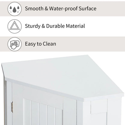 Grondin Modern Style Wooden Triangle Corner Accent Storage Cabinet with Interior Adjustable Shelves for Living Room Bathroom