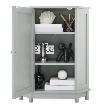 Grondin Modern Style Wooden Triangle Corner Accent Storage Cabinet with Interior Adjustable Shelves for Living Room Bathroom