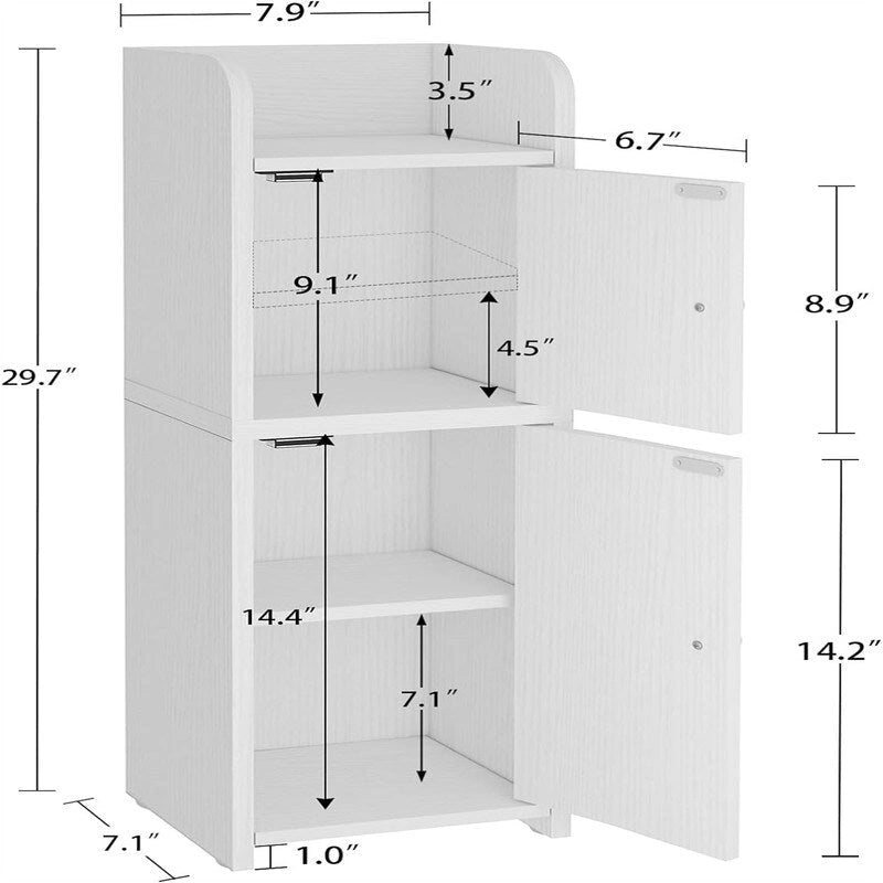 Small Bathroom Storage Cabinet Small Cabinet with Doors and Adjustable Shelves - 7.1 D x 7.9 W x 29.7 H