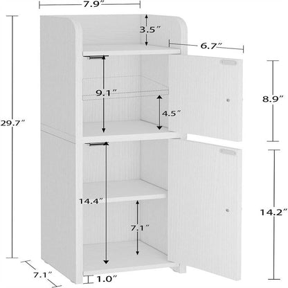 Small Bathroom Storage Cabinet Small Cabinet with Doors and Adjustable Shelves - 7.1 D x 7.9 W x 29.7 H