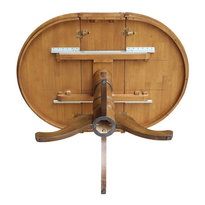 36 Round Pedestal Table with 12 Leaf in Pecan