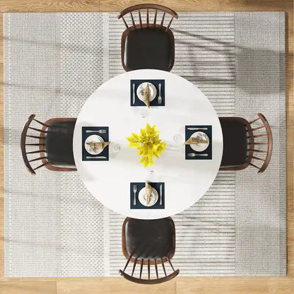47 Inches Round Dining Table for 4 People Kitchen Tables Dinner Table with 2-Tier Storage Shelves