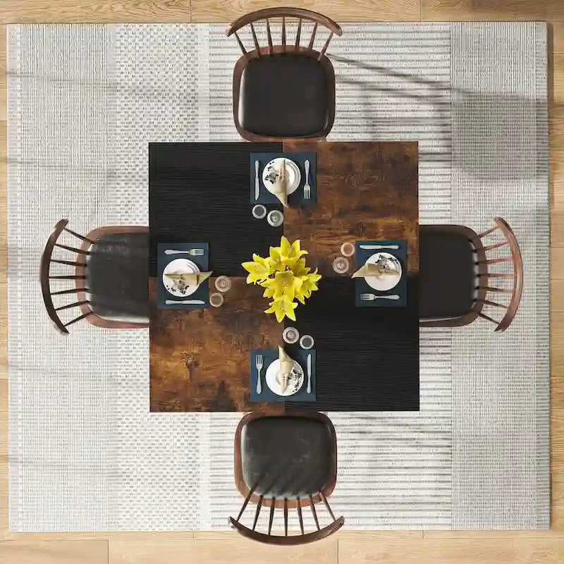 47 Inches Round Dining Table for 4 People Kitchen Tables Dinner Table with 2-Tier Storage Shelves