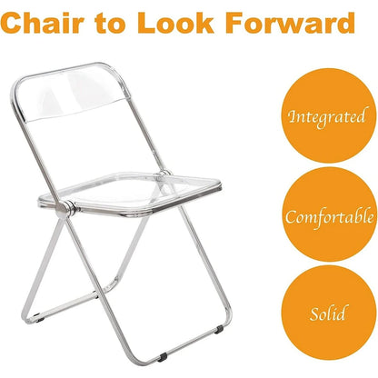 Modern Acrylic Stackable Folding Dining Chair (Set of 2) Transparent
