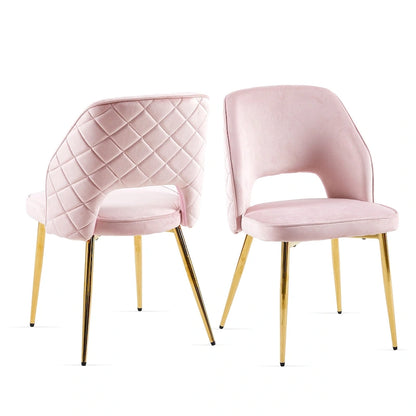 Velvet Dining Chairs with Metal Legs and Hollow Back Upholstered Dining Chairs Set of 4