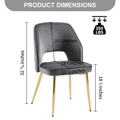 Velvet Dining Chairs with Metal Legs and Hollow Back Upholstered Dining Chairs Set of 4