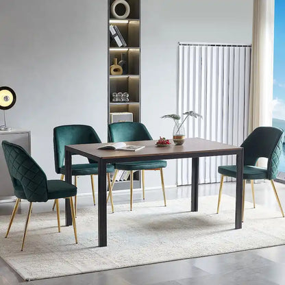 Velvet Dining Chairs with Metal Legs and Hollow Back Upholstered Dining Chairs Set of 4