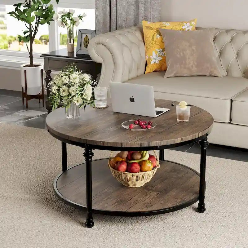 Round Coffee Table 30.31 Industrial Center Table