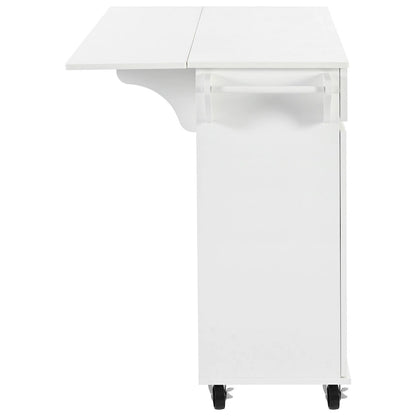 53.2in Rolling Kitchen Island with Drop Leaf with Spice Rack 2 Drawers