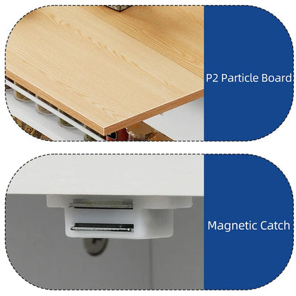 Moasis Kitchen Island Drop Leaf Double Tilt Out Trash Cabinet with Power Outlet & Wheels