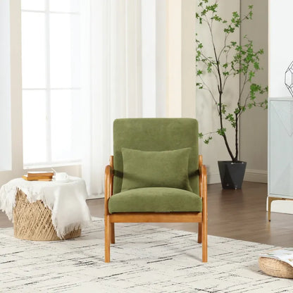 Velvet/leather Upholstered Mid-Century Modern Wood Frame Single Armchair for Living Room