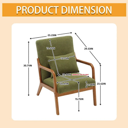 Velvet/leather Upholstered Mid-Century Modern Wood Frame Single Armchair for Living Room