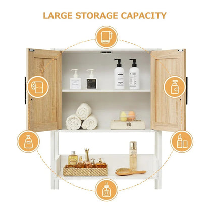 Over The Toilet Storage Cabinet with Rattan Door