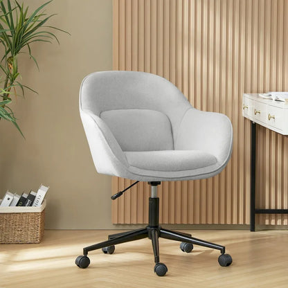 Victoria Curved Backrest 0ffice Chair Rotatable With Casters And Metal Base by HULALA HOME