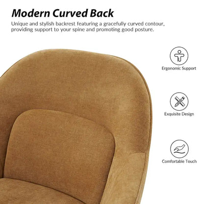 Victoria Curved Backrest 0ffice Chair Rotatable With Casters And Metal Base by HULALA HOME
