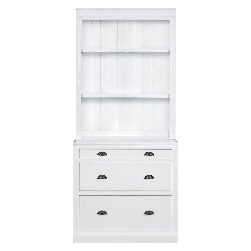 83.4 Tall Bookshelf Suite,Bookcase Suite with LED Lighting,Drawers and Open Shelves,2-Piece Set Storage Bookshelf