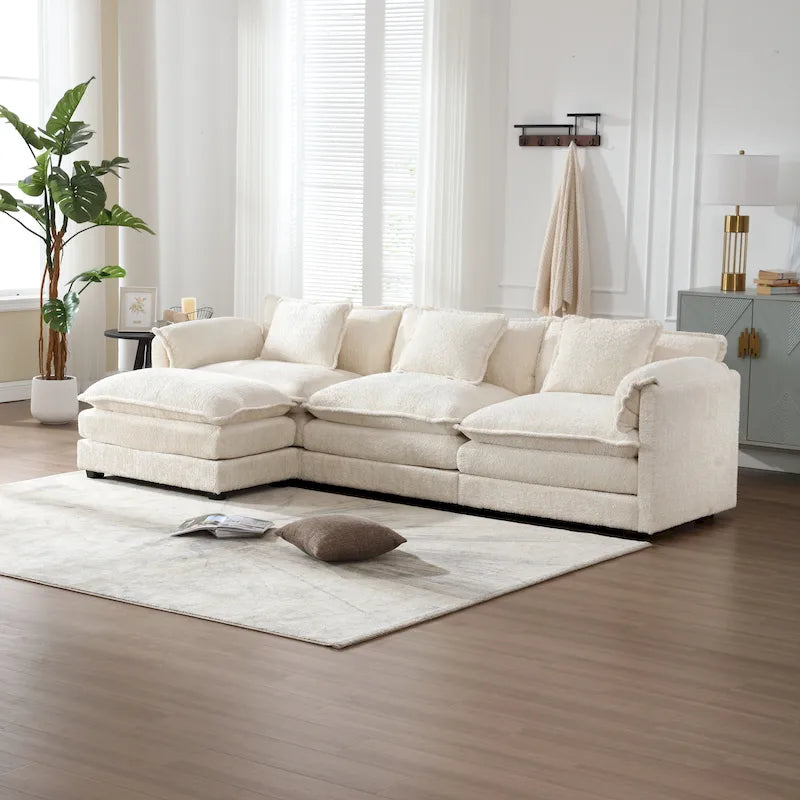 Chenille Fabric L-Shape Comfy Oversized three-seat Modular Sectional Sofa