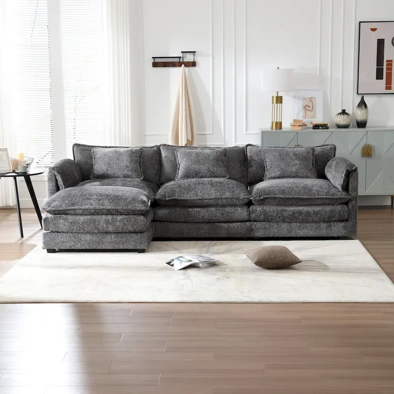 Chenille Fabric L-Shape Comfy Oversized three-seat Modular Sectional Sofa