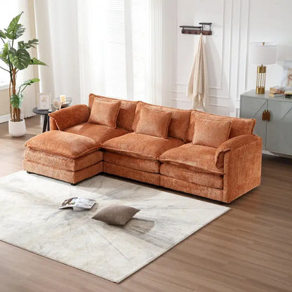 Chenille Fabric L-Shape Comfy Oversized three-seat Modular Sectional Sofa