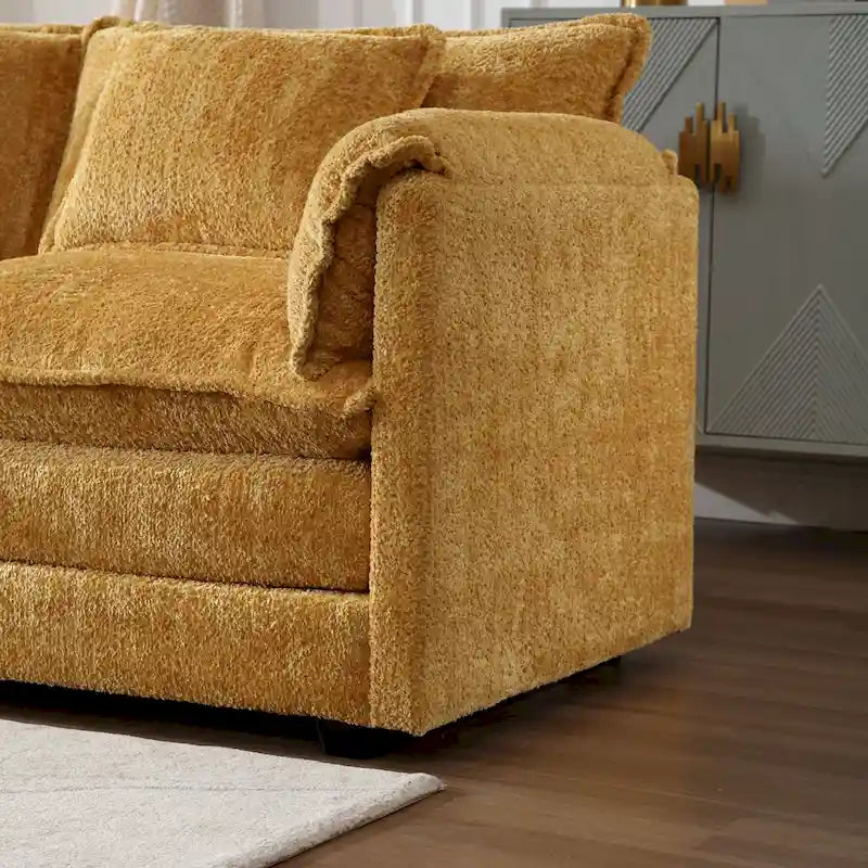 Chenille Fabric L-Shape Comfy Oversized three-seat Modular Sectional Sofa