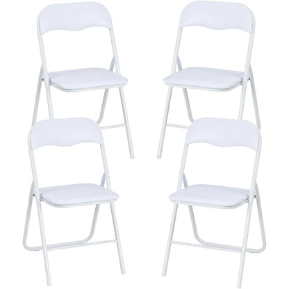 4 Folding Chairs with Cushion, with Non-Slip Feet Pads