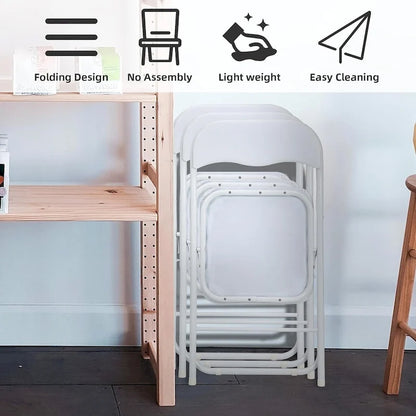 4 Folding Chairs with Cushion, with Non-Slip Feet Pads