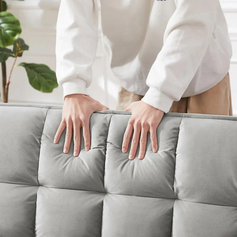 Modern Velvet Loveseat Futon Sofa Couch Pullout Bed,Small Love Seat